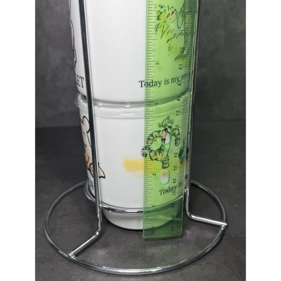 Set Of 4 Disney Winnie The Pooh Stacking Coffee Mugs With Metal Rack - Picture 7 of 7